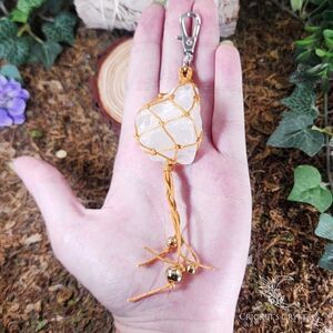 Raw Quartz Crystal Keychain #8